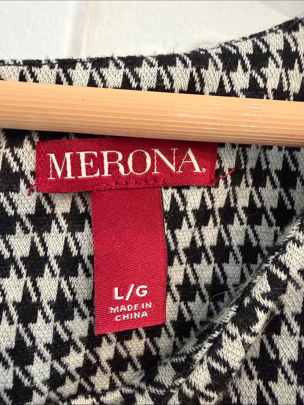 Merona Black & White Houndstooth Cap Sleeve Dress Size L - Picture 2 of 7